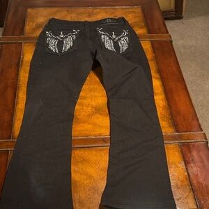 Miss Me Black Boot Cut Jeans with Silver Embellishments